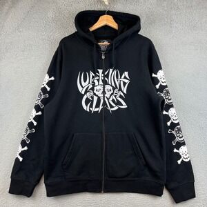 Lurking Class by Sketchy Tank Mens Black Skull Graphic Full Zip Hoodie Large